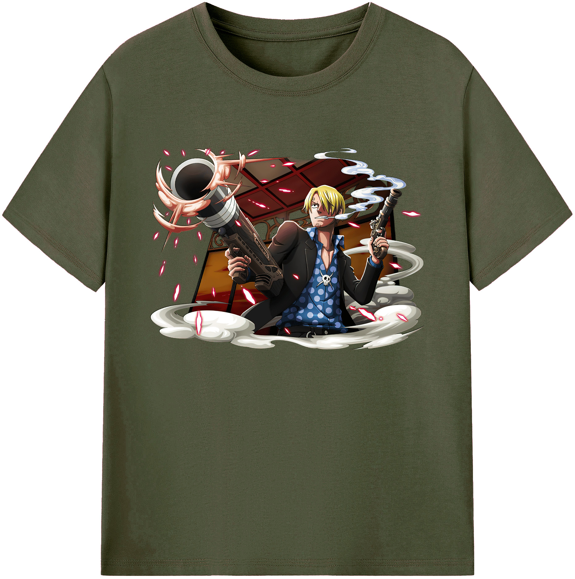 （画像用） ワンピース サンジ ONE PIECE Sanji 綿100％ メンズ半袖Tシャツ｜肌触りやわらか＆通気性
